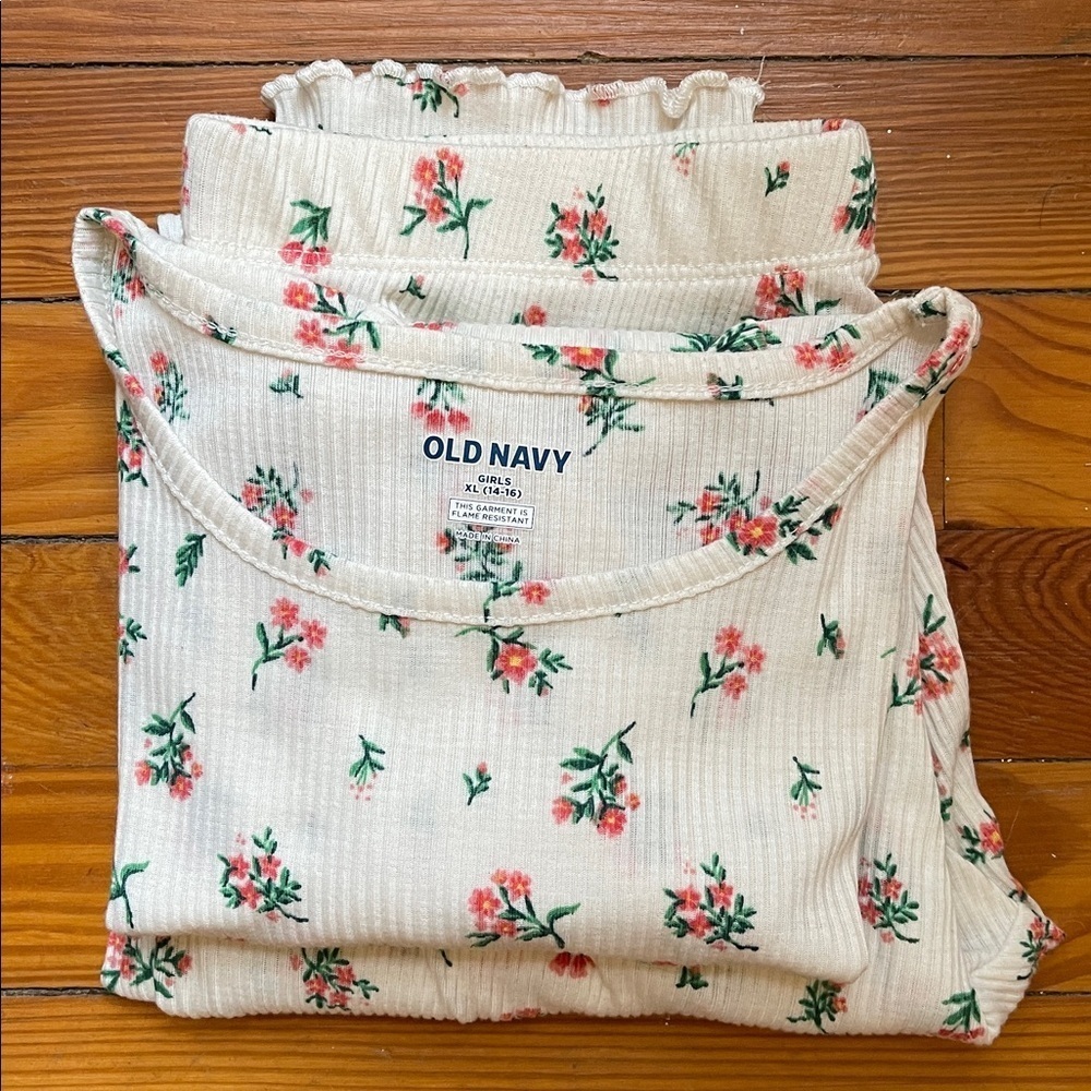 Old Navy Rose Print Pajama Set – Girls XL (14–16) / Women’s XS, Cottagecore Flor